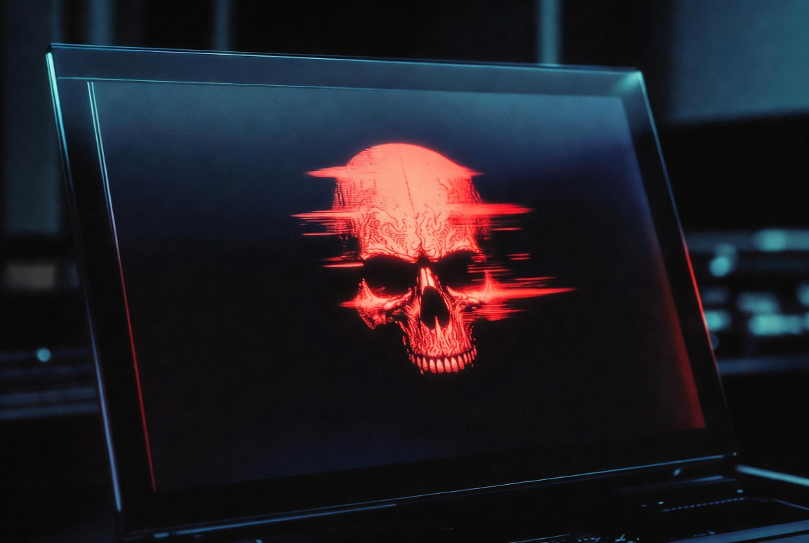 Digital lock melting into malicious neon code